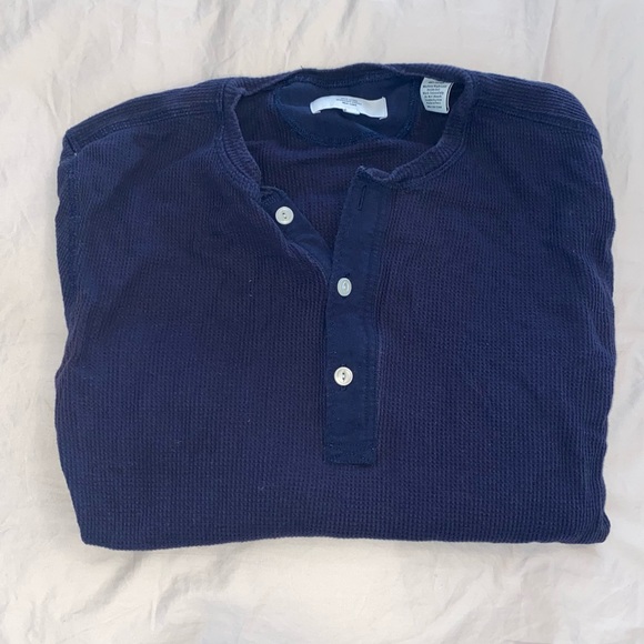 Jack Spade - Blue Waffle Knit Henley Long Sleeve (M) - Picture 3 of 3